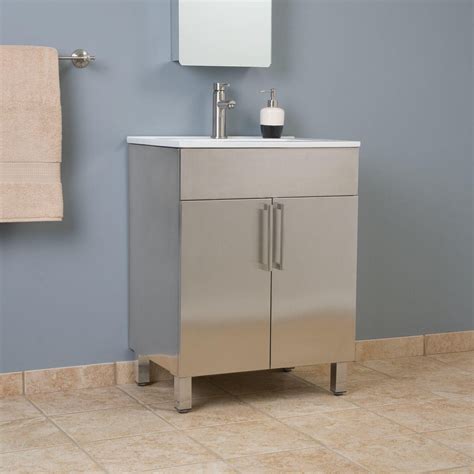 stainless steel bathroom vanity cabinet|stand alone stainless sink vanity.